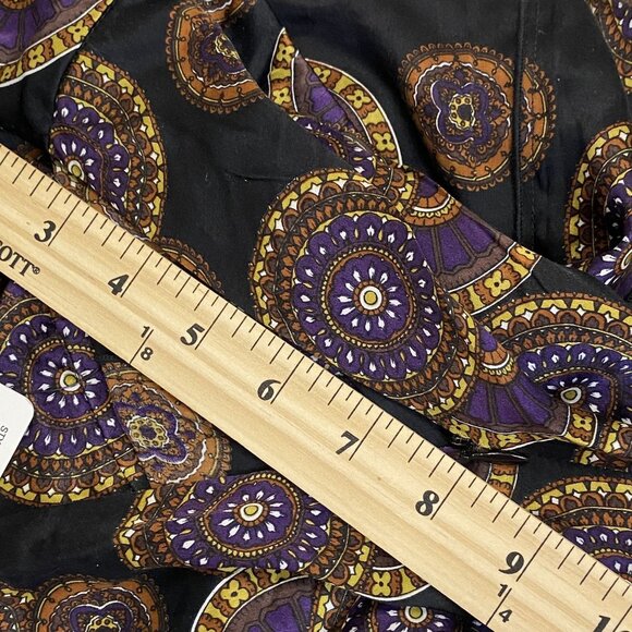 VTG Y2K Silk Pleated Flapper Slits Skirt Black Purple Gold Medallion 12 NWT USA - Picture 11 of 14